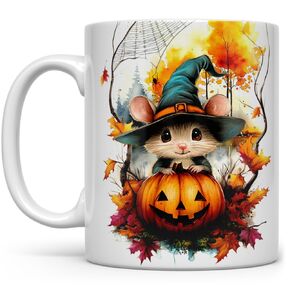 Woodland Mouse Witch Halloween Coffee Mug, Cozy Cottagecore Fall Autumn Spooky Season Gift Cup for Mom Daughter Friend Coworker Him Her (15oz)
