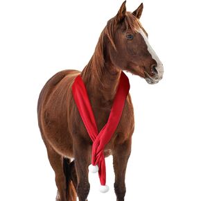 Christmas Fleece Scarf for Horse, Red Santa Equestrian Decoration Holiday Xmas Parade