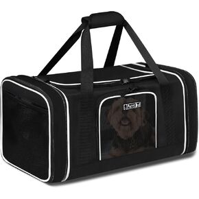 Petskd Length-Expandable Pet Carrier 18x11x11 Inches Delta American United Airline Approved, Soft Pet Travel Carrier for Small Cats Dogs with Zipper Locks and Anti-Scratch Mesh(Black)