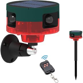 Motion Sensor Alarm Outdoor, Solar Motion Detector Activated Alarm Noise Maker with 13 Kinds of Sound Strobe Light, Security Alert System for Farm Barn Villa