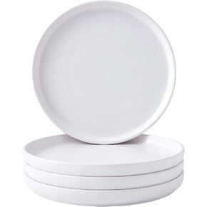 Bruntmor 8 Inch Ceramic Plate Set of 4, Off-White Color Ceramic Salad Plate - Ceramic Dinner Plates - Ceramic Plates Set for 4 - Microwave and Dishwasher Safe
