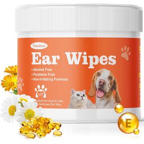 Dog Ear Wipes, Dog Ear Cleaner Wipes Ear Cleaning Wipes for Dogs,Cats - Gently Remove Ear Wax - Relieve Ear Infections, Itching,Scratching,120ct (3.15in) Pet Ear Cleanser