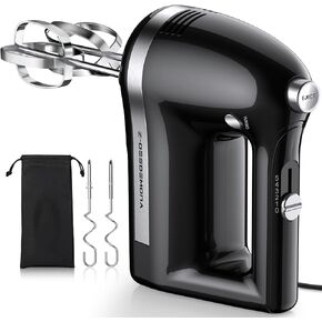 Electric Hand Mixer, Powerful Hand Mixer Electric Handheld with Whisk, Dough Hook,Hand Held Mixer for Baking Cakes, Eggs, Cream Food, kitchen hand mixer(Black)