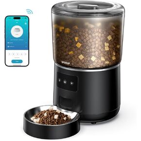 Automatic Cat Feeder, Cat Food Dispenser 4L, 2.4G WiFi Cat Feeder Automatic 1-10 Meals, 1-9 Portions/Meal Timed Cat Feeder, Automatic Pet Feeder for Cat Dog with Stainless Steel Feeding Bowl