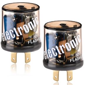 4 Pcs 12V 2 Pin Electronic Turn Signal Flasher Relay Two Prong Round LED Flasher Relay Heavy Duty 2 Pin Compatible Automobile Motorcycle Bike Scooter Fix Turn Signal Bulbs Fast Flash