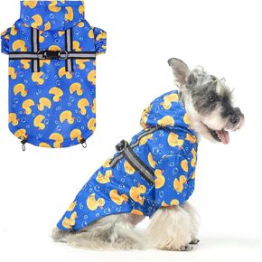 BEAUTYZOO Dog Raincoat Hooded with Harness Built-in for Small Medium Large Dogs Girls Boys, Dog Rain Jacket Slicker Poncho, Waterproof Dog Rain Coat Clothes for Winter Rainy Snowy Days, Pink XS