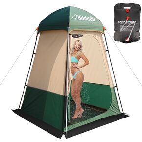 Shower Tent, Privacy Dressing Room, Camping Shelter, or Portable Toilet Stall with Water Bag for Camping, Beach