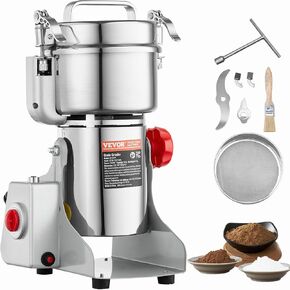 VEVOR 2000g Electric Grain Mill Grinder, High Speed 3400W Commercial Spice Grinders, Stainless Steel Pulverizer Powder Machine, for Dry Grains Spices Cereals Coffee Corn Pepper, Swing Type