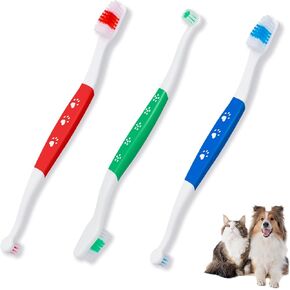 6 pcs Non Slip Dual Head Dog Toothbrush, cat pet toothbrush with Soft Bristles, Easy Teeth Cleaning, Dog Dental Care for Puppies, large and Small Pets, dog toothbrushes in bulk individual polybag
