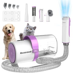 Dog Hair Vacuum & Grooming Kit 2.5L Large Capacity, Pet Grooming Vacuum with Clipper, Ideal for Shedding Dogs & Cats at Home Cleaning Tools - Purple/Pink