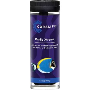 Coralife Fish Tank Aquarium Garlic Xtreme Attractant and Food Supplement for Saltwater Marine or Freshwater Fish, 1 oz
