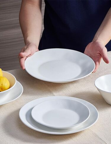ONEMORE Ceramic 10.5" Dinner Plates Set of 6 - Microwave Oven & Dishwasher Safe Porcelain Dinnerware Set - Durable, Matte Glaze, Handmade, Well Packed Gift (Cream White, 10.5 inch) in Saudi Arabia