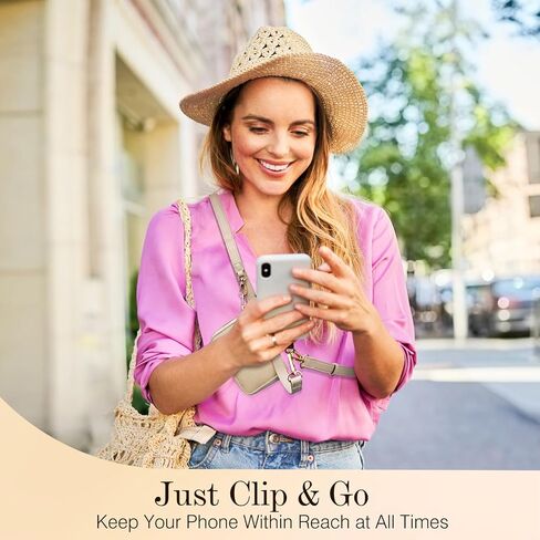 TiMOVO Clip & Go Strap Phone Lanyard، حزام الهاتف الخليوي مع حقيبة محفظة جلدية، حبل عالمي للهاتف حول الجسم قابل للتعديل حزام الرقبة متوافق مع معظم الهواتف الذكية، أسود in Saudi Arabia