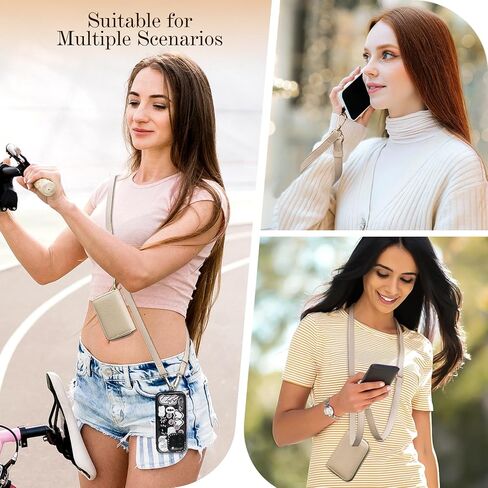 TiMOVO Clip & Go Strap Phone Lanyard، حزام الهاتف الخليوي مع حقيبة محفظة جلدية، حبل عالمي للهاتف حول الجسم قابل للتعديل حزام الرقبة متوافق مع معظم الهواتف الذكية، أسود in Saudi Arabia