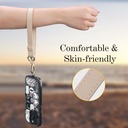 TiMOVO Clip & Go Strap Phone Lanyard، حزام الهاتف الخليوي مع حقيبة محفظة جلدية، حبل عالمي للهاتف حول الجسم قابل للتعديل حزام الرقبة متوافق مع معظم الهواتف الذكية، أسود in Saudi Arabia