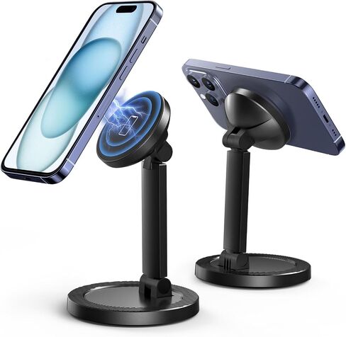 Magnetic Phone Stand for Desk Mag-Safe Phone Holder Adjustable Angle Phone Stand with 360° Rotation Folding Cell Phone Stand Compatible with iPhone 16 15 14 13 12 Series in Saudi Arabia