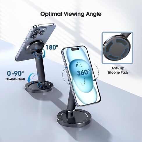 Magnetic Phone Stand for Desk Mag-Safe Phone Holder Adjustable Angle Phone Stand with 360° Rotation Folding Cell Phone Stand Compatible with iPhone 16 15 14 13 12 Series in Saudi Arabia