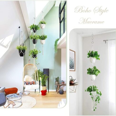 5 Pack Macrame Plant Hangers,Hanging Planters Basket with 10 Hooks,100% Handmade Cotton Rope Macromay Plant Hangers,Hanging Plants Flower Pot Holder for Boho Home Decor Indoor Outdoor in Saudi Arabia