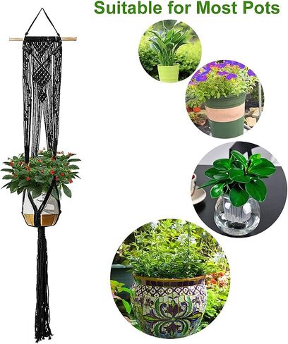 5 Pack Macrame Plant Hangers,Hanging Planters Basket with 10 Hooks,100% Handmade Cotton Rope Macromay Plant Hangers,Hanging Plants Flower Pot Holder for Boho Home Decor Indoor Outdoor in Saudi Arabia