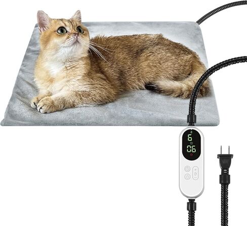 Cat Heating Pad, 9 Adjustable Temperature Dog Heating Pad with Timer, Waterproof Heated Warming Dog Blanket Bed Mat for Cats Dogs Kitten Puppy Small Animal Indoor with Chew Resistant Cord, 17.7"x17.7" in Saudi Arabia