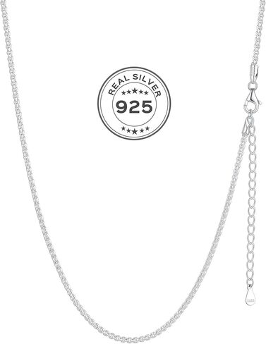 ChicSilver 925 Sterling Silver Necklace Chains Box Chain Necklace for Women Thin 1.3/1.8mm Silver Chain for Necklace - 16/18/20/22/24 Inch (with Gift Box) in Saudi Arabia