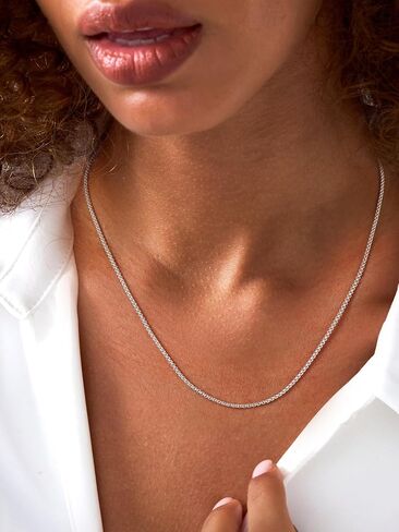 ChicSilver 925 Sterling Silver Necklace Chains Box Chain Necklace for Women Thin 1.3/1.8mm Silver Chain for Necklace - 16/18/20/22/24 Inch (with Gift Box) in Saudi Arabia