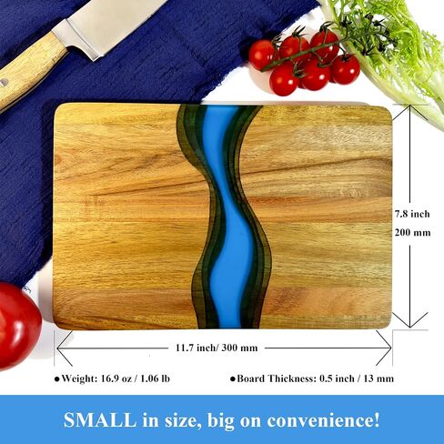 Handcrafted Acacia Wood Cutting Board Resin Blue Wave Pattern for Kitchen Meal Prep and Serving Versatile Cheese & Charcuterie Board for Meat Vegetable Fruit Gift 15x10 Inch in Saudi Arabia