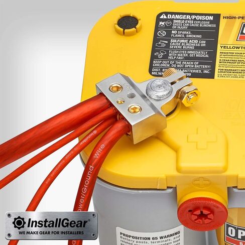 InstallGear 0/4/8 or 10 Gauge Battery Terminals with Shims - Positive and Negative | for Car Battery, Battery Pack, Battery Terminal Connectors, 0 Gauge, 4 Gauge, 8 Gauge, and 10 Gauge Wires in Kuwait