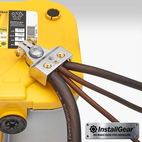 InstallGear 0/4/8 or 10 Gauge Battery Terminals with Shims - Positive and Negative | for Car Battery, Battery Pack, Battery Terminal Connectors, 0 Gauge, 4 Gauge, 8 Gauge, and 10 Gauge Wires in Kuwait