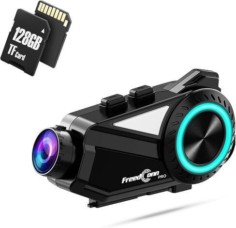 FreedConn Motorcycle Bluetooth Headset with Camera 2K Hi-Res 360°Shooting 6 Riders 1500M Motorcycle Bluetooth Intercom Motorcycle Camera IP65 128G TF in Kuwait