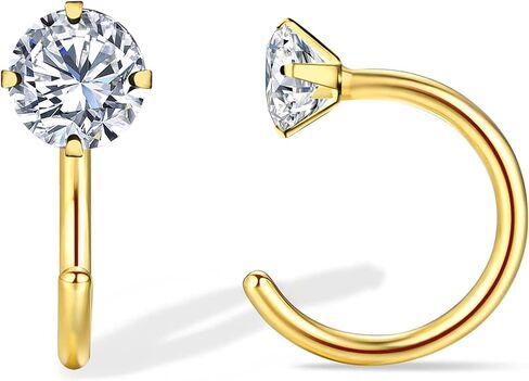 أقراط سيريني نصف هوب للنساء 14 قيراط أقراط هوجي من الفضة الإسترليني المملوءة بالذهب، أقراط هوجي صغيرة مضادة للحساسية من الذهب للفتيات، أقراط هوجي هوب مع مجوهرات هيليكس الغضروف الزركونيا المكعبة in Kuwait