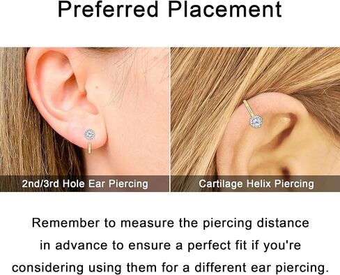 أقراط سيريني نصف هوب للنساء 14 قيراط أقراط هوجي من الفضة الإسترليني المملوءة بالذهب، أقراط هوجي صغيرة مضادة للحساسية من الذهب للفتيات، أقراط هوجي هوب مع مجوهرات هيليكس الغضروف الزركونيا المكعبة in Kuwait