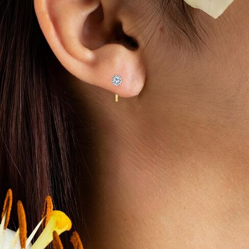 أقراط سيريني نصف هوب للنساء 14 قيراط أقراط هوجي من الفضة الإسترليني المملوءة بالذهب، أقراط هوجي صغيرة مضادة للحساسية من الذهب للفتيات، أقراط هوجي هوب مع مجوهرات هيليكس الغضروف الزركونيا المكعبة in Kuwait