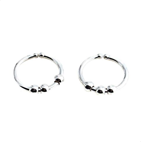 Hoop Earrings Cartilage Nose Septum Ear Helix Tragus Piercing Jewelry for Women Hypoallergenic with Balls Thin Tiny (6mm x 22 gauge / 3 Beads) in Kuwait