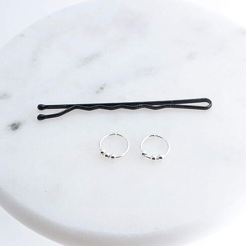 Hoop Earrings Cartilage Nose Septum Ear Helix Tragus Piercing Jewelry for Women Hypoallergenic with Balls Thin Tiny (6mm x 22 gauge / 3 Beads) in Kuwait