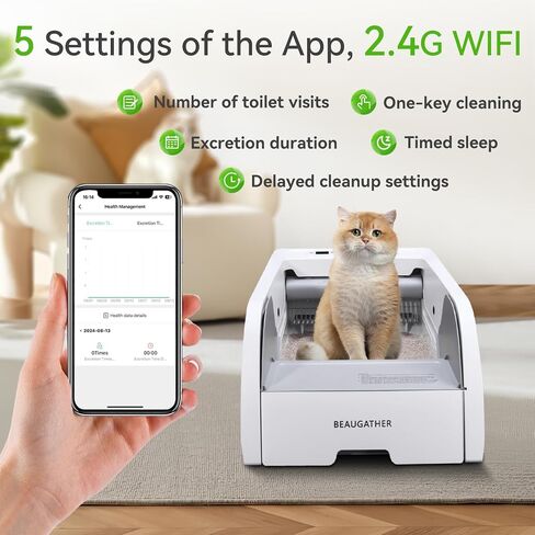 2.0 Self Cleaning Litter Box, Upgraded Automatic Cat Litter Box Self Cleaning That Can Use Clumping Cat Litter, Smart Cat Litter Box, Anti Pinch and Odorless Electric Litter Box in Saudi Arabia