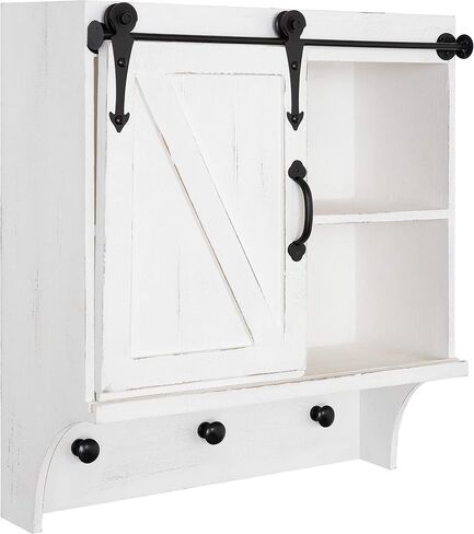 Kate and Laurel Cates Decorative Farmhouse Cabinet Wall Organizer with Sliding Barn Door and 3 Knobs, 18 x 8 x 20, Gray, Shabby-Chic Farmhouse-Inspired Mail and Key Holder for Wall in Saudi Arabia