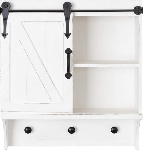 Kate and Laurel Cates Decorative Farmhouse Cabinet Wall Organizer with Sliding Barn Door and 3 Knobs, 18 x 8 x 20, Gray, Shabby-Chic Farmhouse-Inspired Mail and Key Holder for Wall in Saudi Arabia