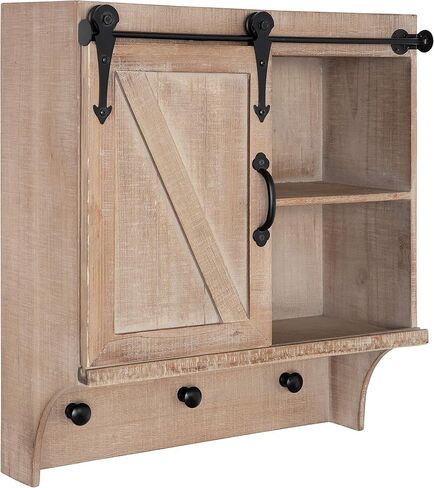 Kate and Laurel Cates Decorative Farmhouse Cabinet Wall Organizer with Sliding Barn Door and 3 Knobs, 18 x 8 x 20, Gray, Shabby-Chic Farmhouse-Inspired Mail and Key Holder for Wall in Saudi Arabia
