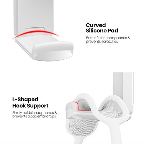 Sticky Headphone Stand Controller Holder - EURPMASK Upgraded Adhesive Gaming Headset Hook, Headphone Holder for Desk with Soft Rubber Pads, Universal PC Gaming Accessory Controller Headset Stand,Black in Saudi Arabia