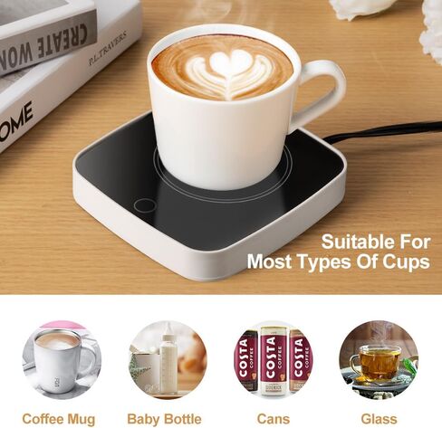 Coffee Mug Warmer Waterproof Smart Cup Warmer with 3 Temperature Setting for Warming & Heating Coffee, Beverage, Milk, Tea and Hot Chocolate (Wood Grain) in Saudi Arabia