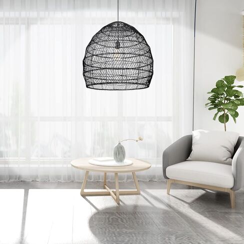 Arturesthome الروطان المنسوجة قلادة ضوء ظلال، أضواء السقف جزيرة المطبخ، اليدوية مصباح معلق الحرف عاكس الضوء (45cmx45cm، الروطان الطبيعي) in Saudi Arabia