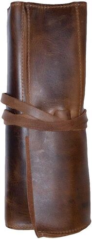 Hide & Drink, Leather Cutlery Roll/for Picnic/Restaurants/Cafés/Home & Office/Traveling/Camping, Handmade - Bourbon Brown in Saudi Arabia