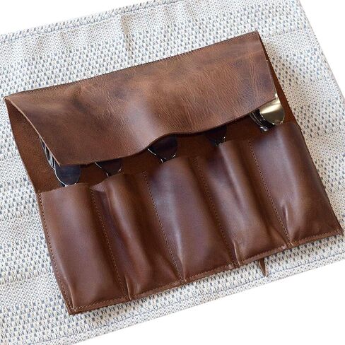 Hide & Drink, Leather Cutlery Roll/for Picnic/Restaurants/Cafés/Home & Office/Traveling/Camping, Handmade - Bourbon Brown in Saudi Arabia
