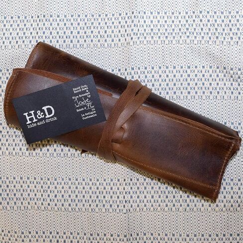 Hide & Drink, Leather Cutlery Roll/for Picnic/Restaurants/Cafés/Home & Office/Traveling/Camping, Handmade - Bourbon Brown in Saudi Arabia