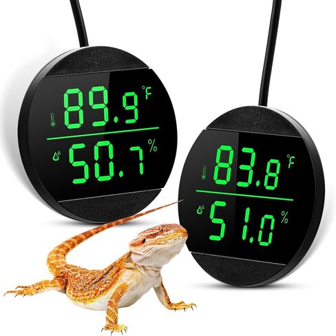 2 حزمة من ملحقات خزان الزواحف الرقمية LED ومقياس الرطوبة لخزان الزواحف لملحقات خزان الثعبان الزواحف صندوق تربية الحيوانات الأليفة مع مصدر طاقة USB، فهرنهايت أسود in Kuwait