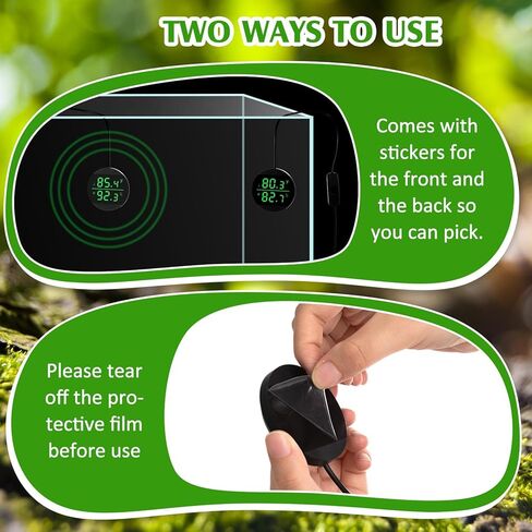 2 حزمة من ملحقات خزان الزواحف الرقمية LED ومقياس الرطوبة لخزان الزواحف لملحقات خزان الثعبان الزواحف صندوق تربية الحيوانات الأليفة مع مصدر طاقة USB، فهرنهايت أسود in Kuwait