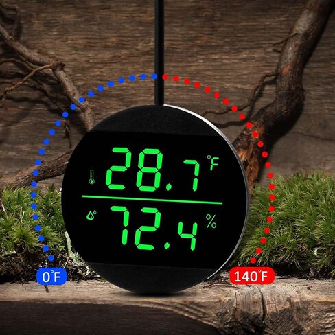 2 حزمة من ملحقات خزان الزواحف الرقمية LED ومقياس الرطوبة لخزان الزواحف لملحقات خزان الثعبان الزواحف صندوق تربية الحيوانات الأليفة مع مصدر طاقة USB، فهرنهايت أسود in Kuwait