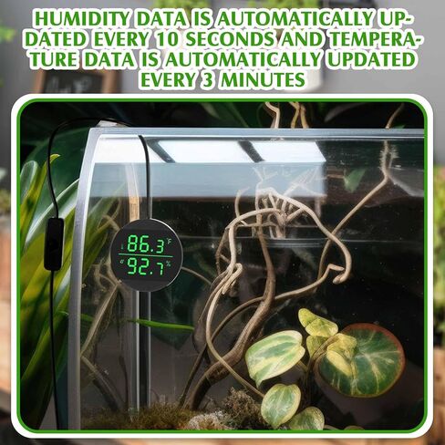 2 حزمة من ملحقات خزان الزواحف الرقمية LED ومقياس الرطوبة لخزان الزواحف لملحقات خزان الثعبان الزواحف صندوق تربية الحيوانات الأليفة مع مصدر طاقة USB، فهرنهايت أسود in Kuwait