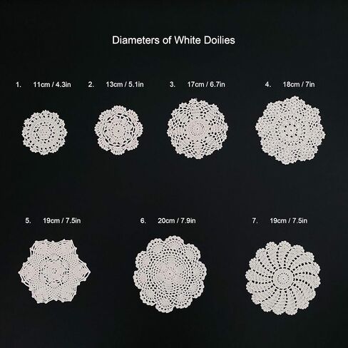 kilofly 14 pcs Cotton Crochet Doilies 4"-11.5" Handmade White Beige Placemats in Kuwait